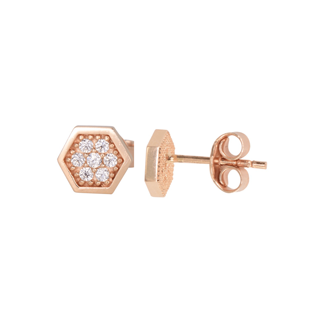 - Boucles d'oreilles Rayon de miel cz sur or jaune, blanc ou rose 10K
