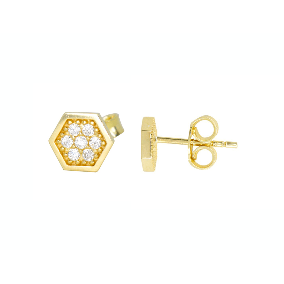 - Boucles d'oreilles Rayon de miel cz sur or jaune, blanc ou rose 10K