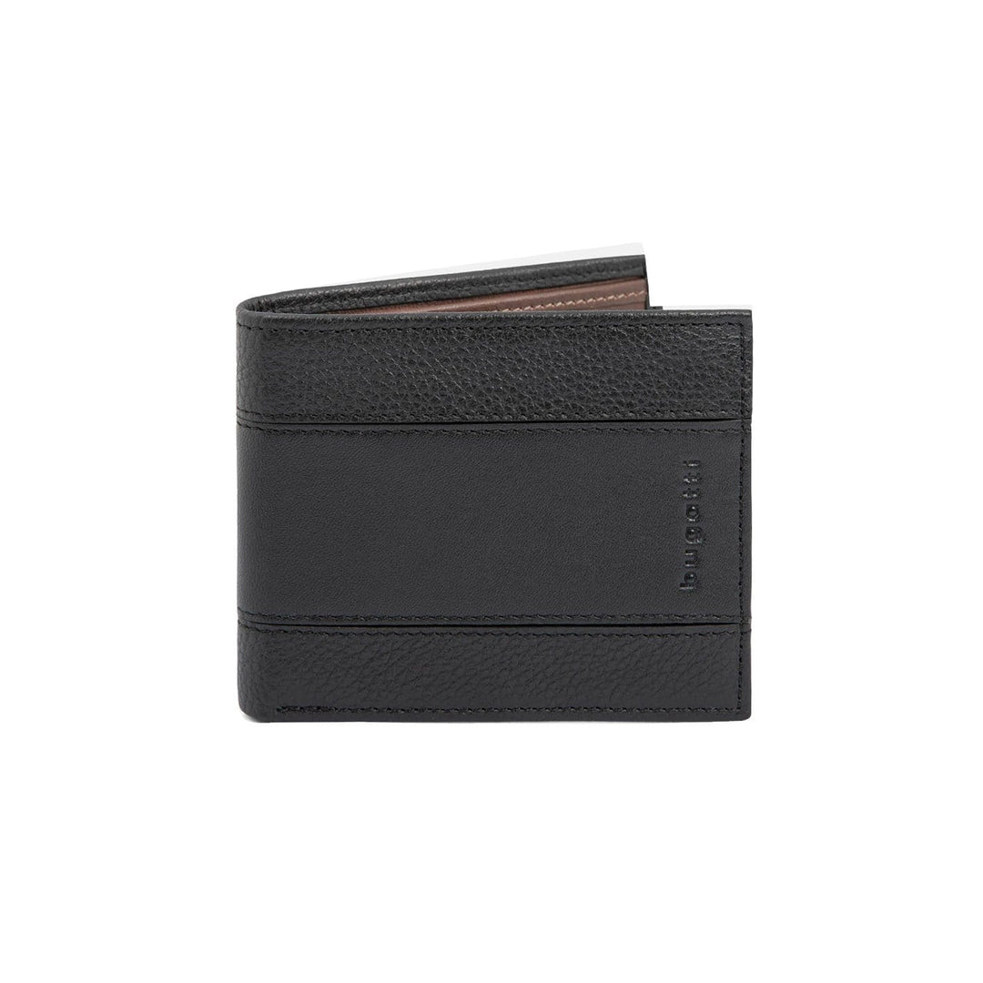 Bugatti Noir Portefeuille avec protection RFID en cuir