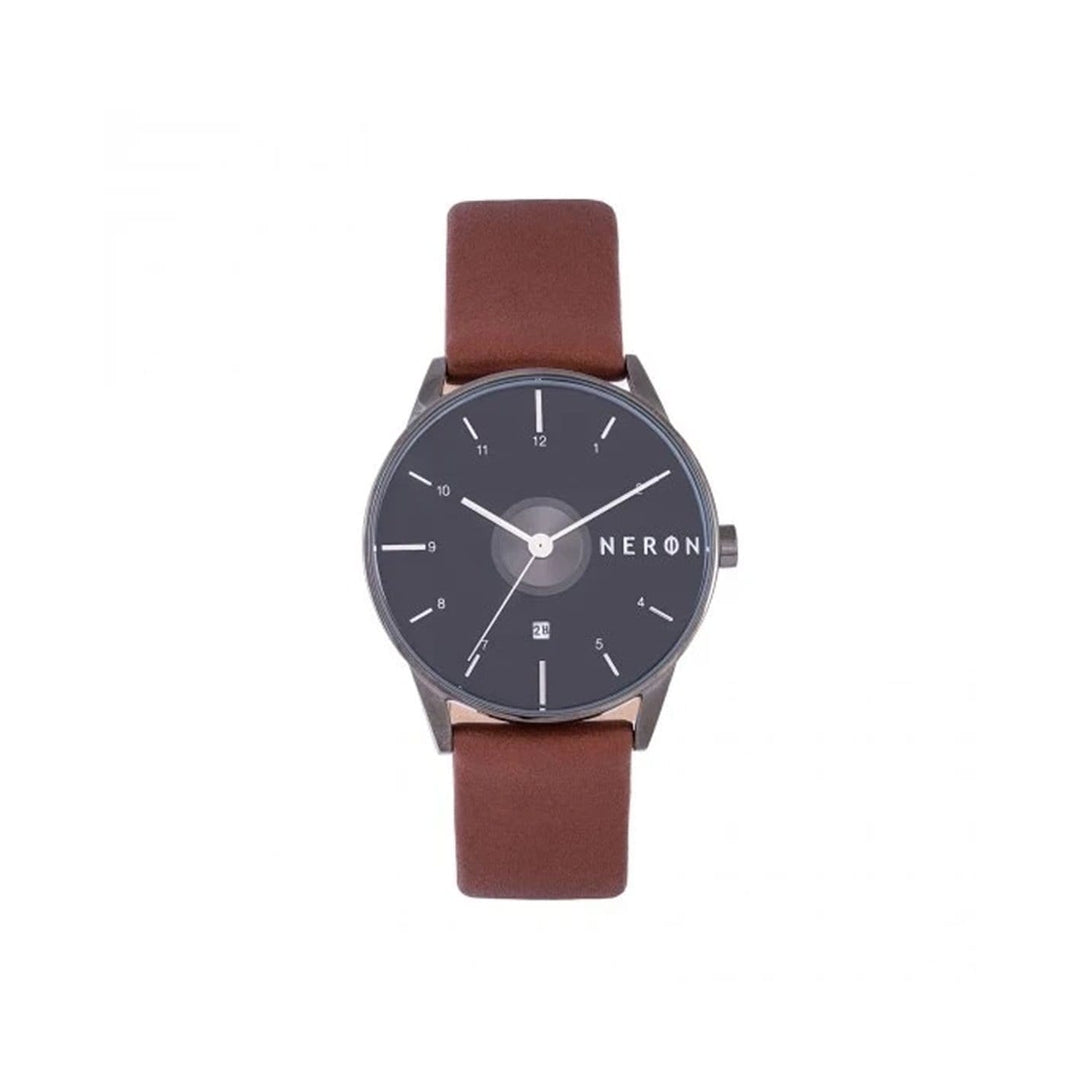 Caroline Néron Montre Hour vision en cuir marron