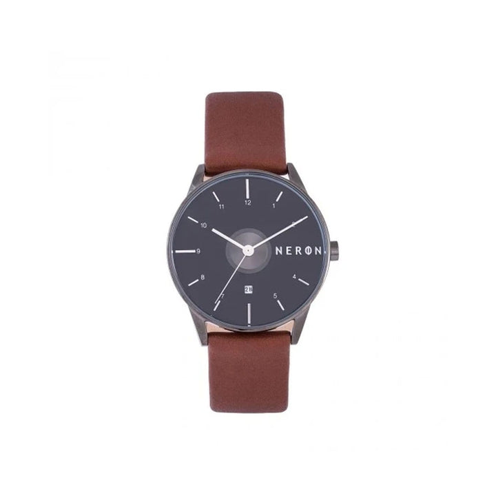 Caroline Néron Montre Hour vision en cuir marron