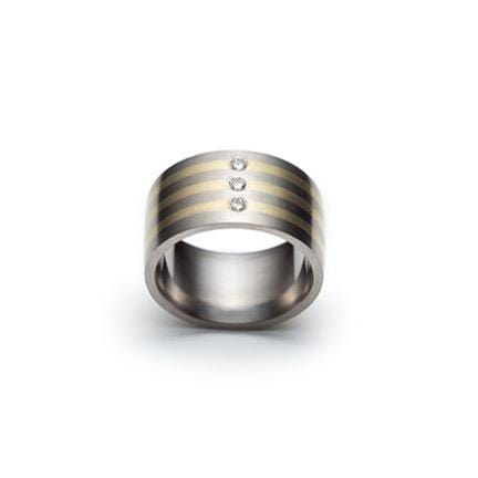 Christine Dwane Bague en or vert 20K, titanium et diamants