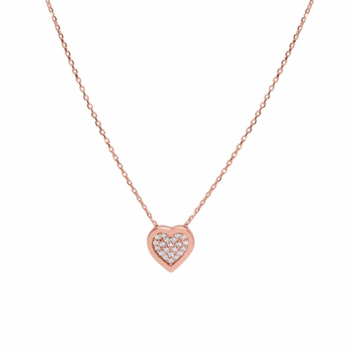 - Collier Coeur CZ en or jaune, blanc ou rose 10K