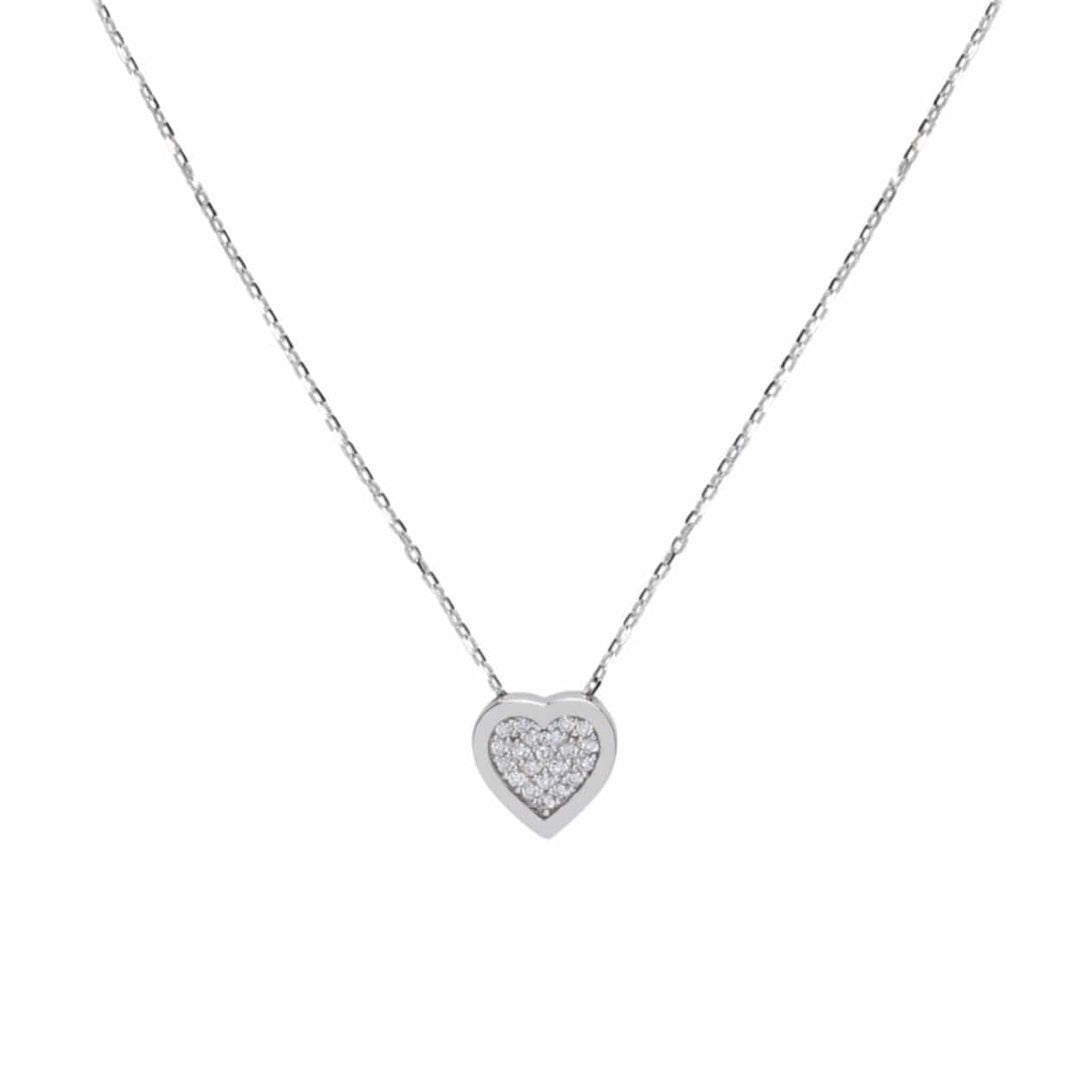 - Collier Coeur CZ en or jaune, blanc ou rose 10K