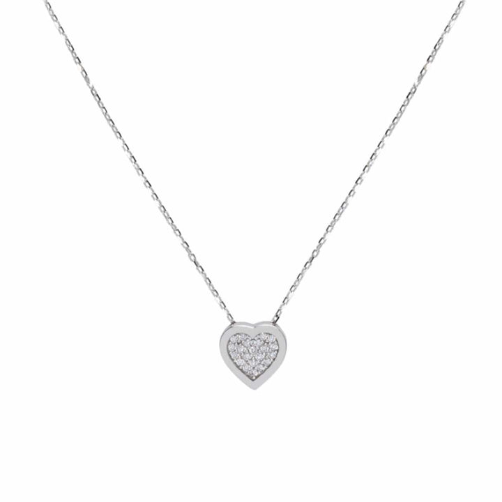 - Collier Coeur CZ en or jaune, blanc ou rose 10K