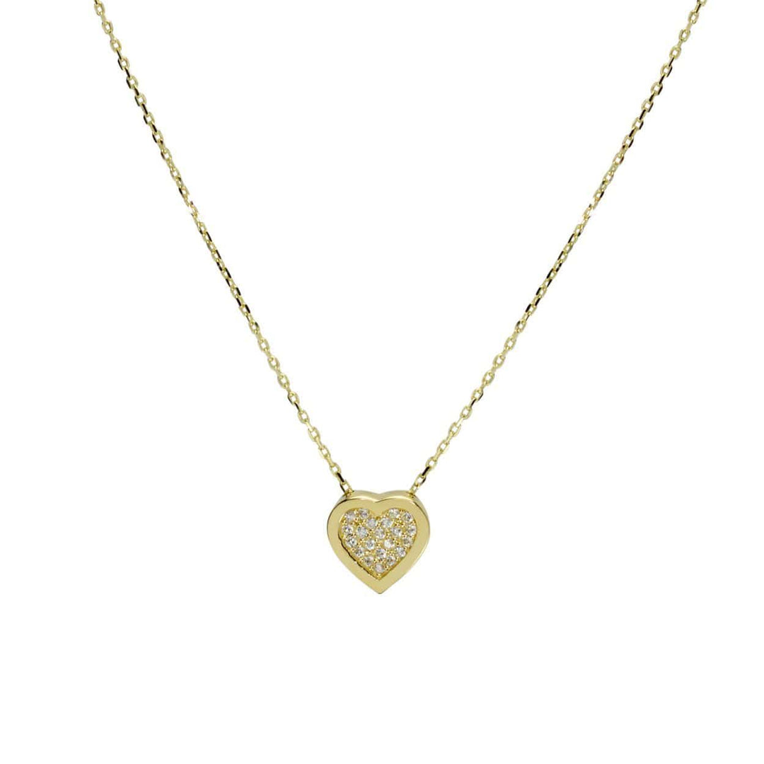 - Collier Coeur CZ en or jaune, blanc ou rose 10K