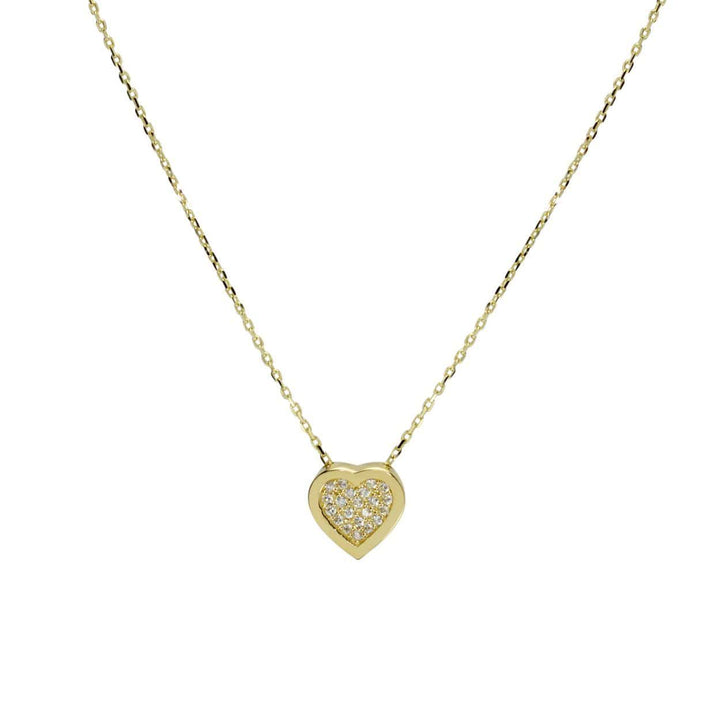 - Collier Coeur CZ en or jaune, blanc ou rose 10K