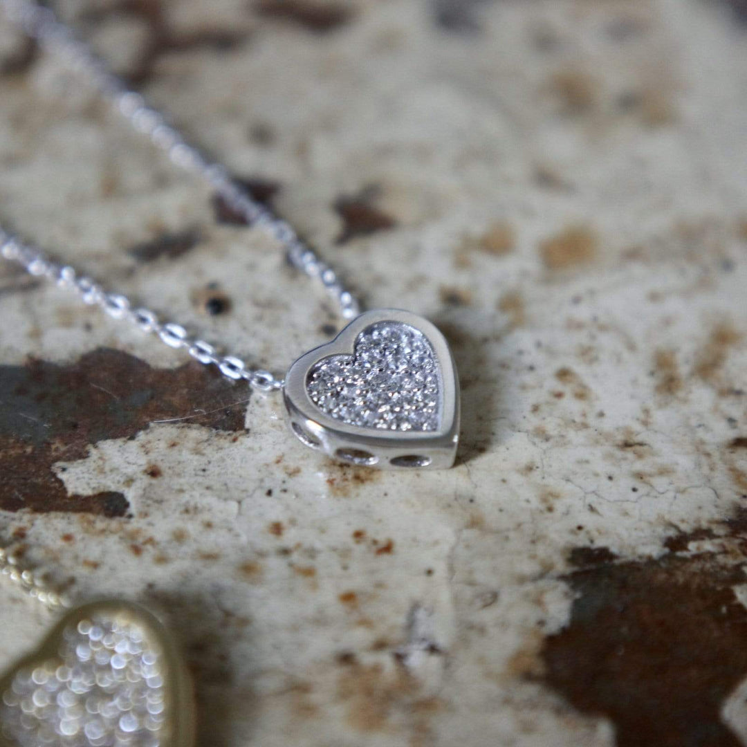 - Collier Coeur CZ en or jaune, blanc ou rose 10K