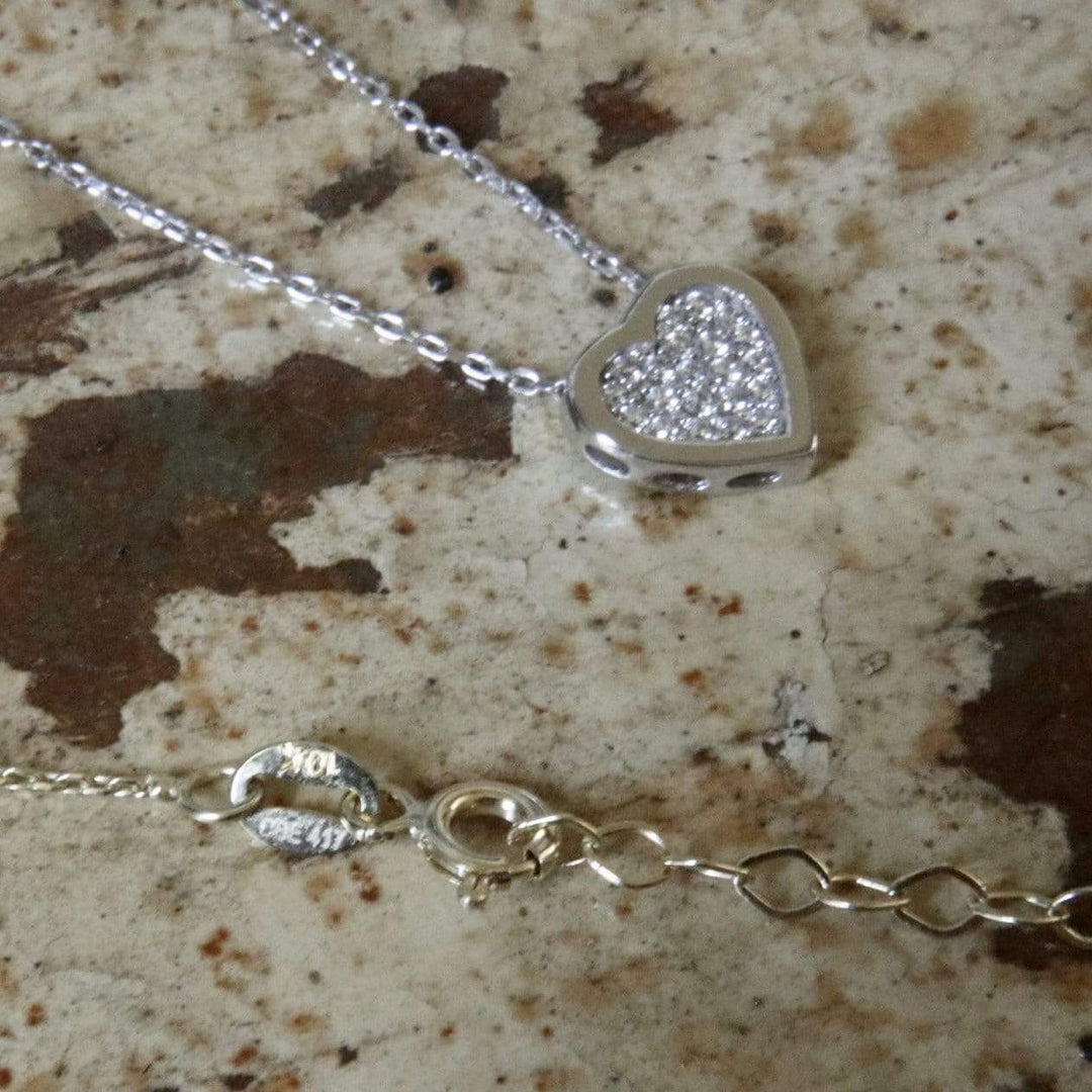 - Collier Coeur CZ en or jaune, blanc ou rose 10K
