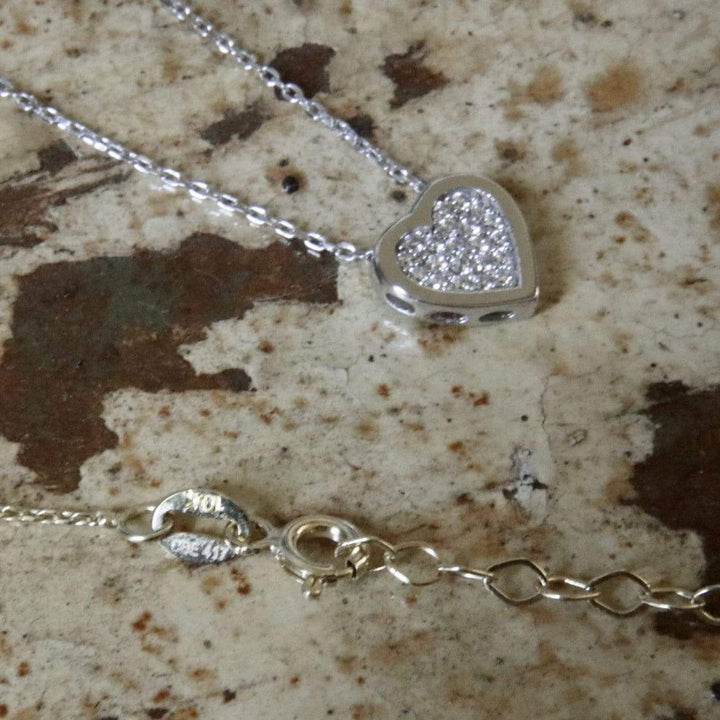 - Collier Coeur CZ en or jaune, blanc ou rose 10K