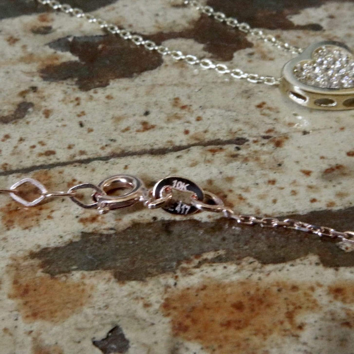 - Collier Coeur CZ en or jaune, blanc ou rose 10K