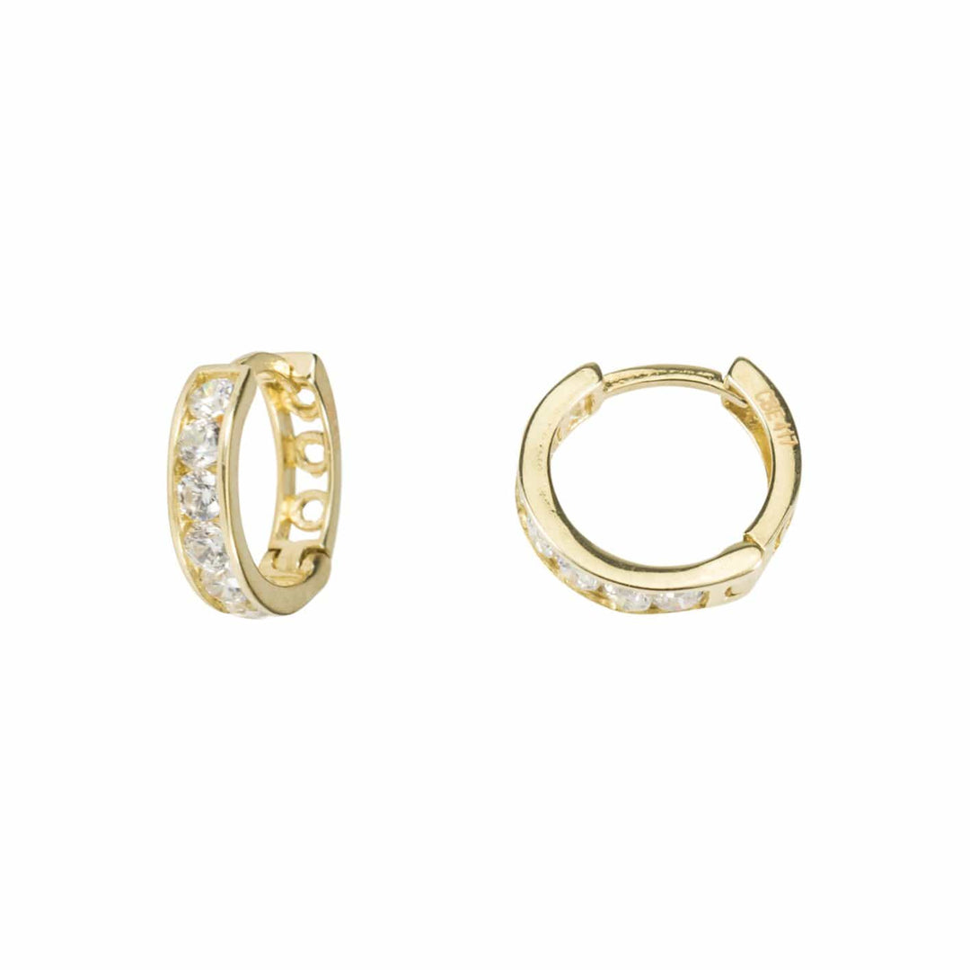 - Doré / 10 mm Boucles d'oreilles huggies 10mm, 13mm, 15mm ou 17mm et cz sur or jaune, blanc ou rose 10K