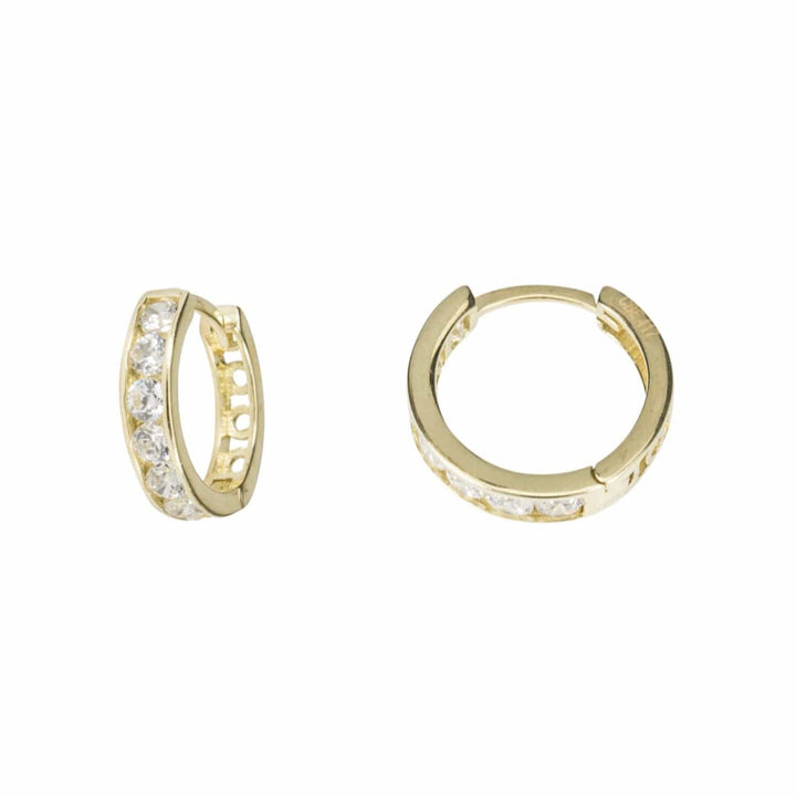 - Doré / 15 mm Boucles d'oreilles huggies 10mm, 13mm, 15mm ou 17mm et cz sur or jaune, blanc ou rose 10K