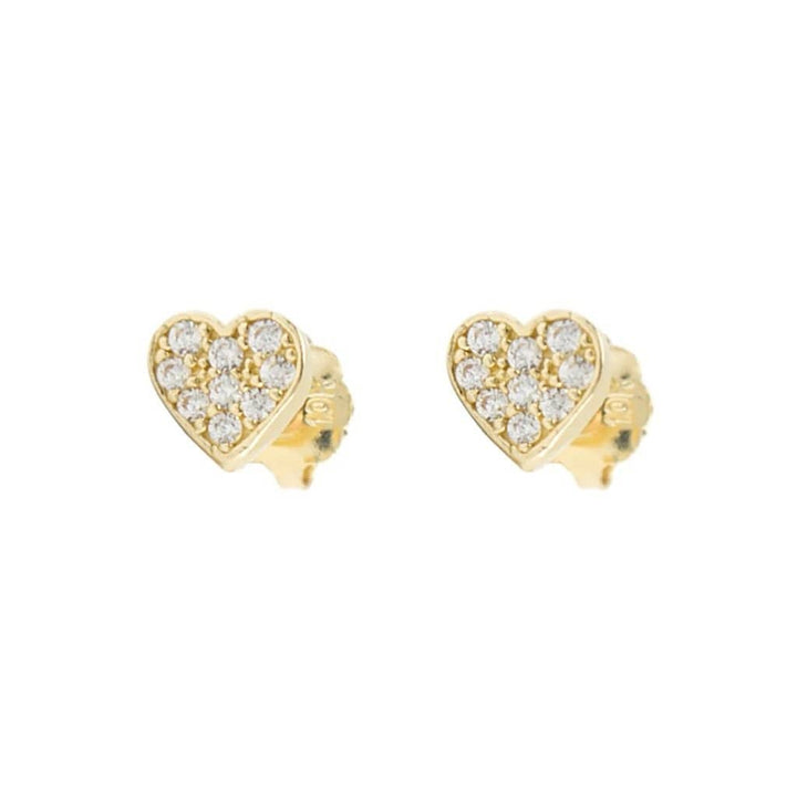- Doré Boucles d'oreilles Coeurs et cz sur or jaune ou blanc 10K