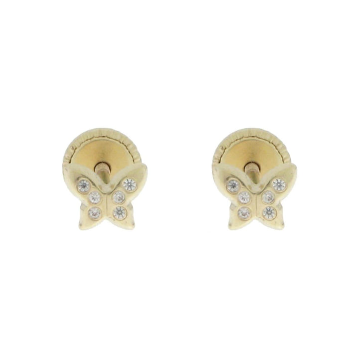 - Doré Boucles d'oreilles Papillons et cz sur or 10K