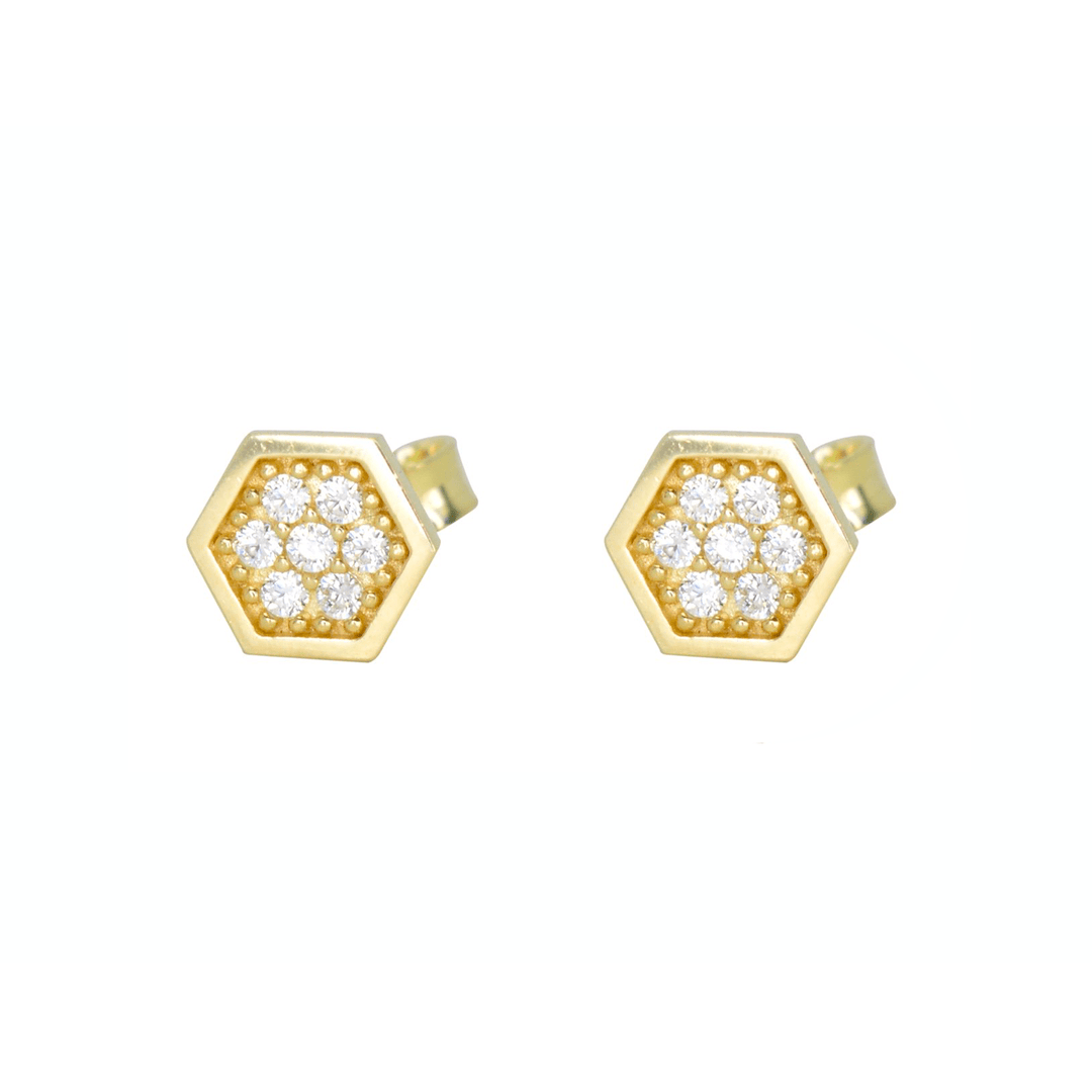 - Doré Boucles d'oreilles Rayon de miel cz sur or jaune, blanc ou rose 10K