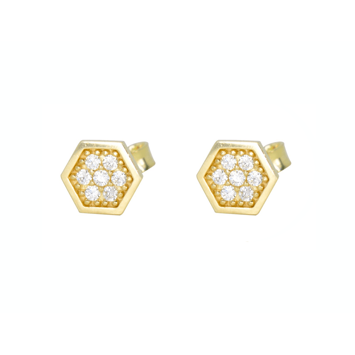 - Doré Boucles d'oreilles Rayon de miel cz sur or jaune, blanc ou rose 10K