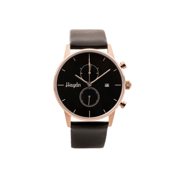 Haydn Montre chrono Milly en cuir noir