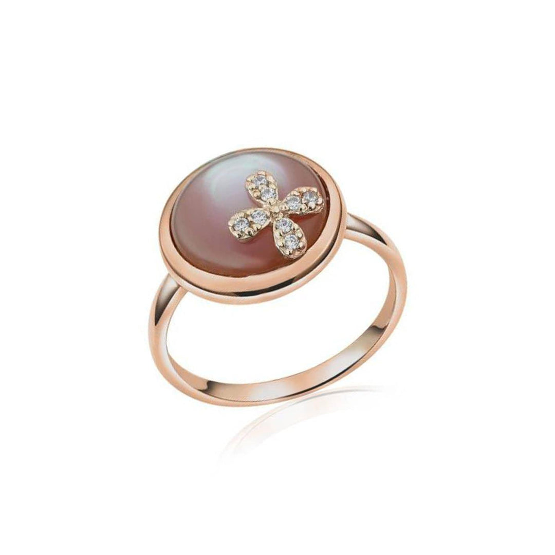 Larus Bague Petite fleur nacre de perle et cz en argent 925 plaqué or rose
