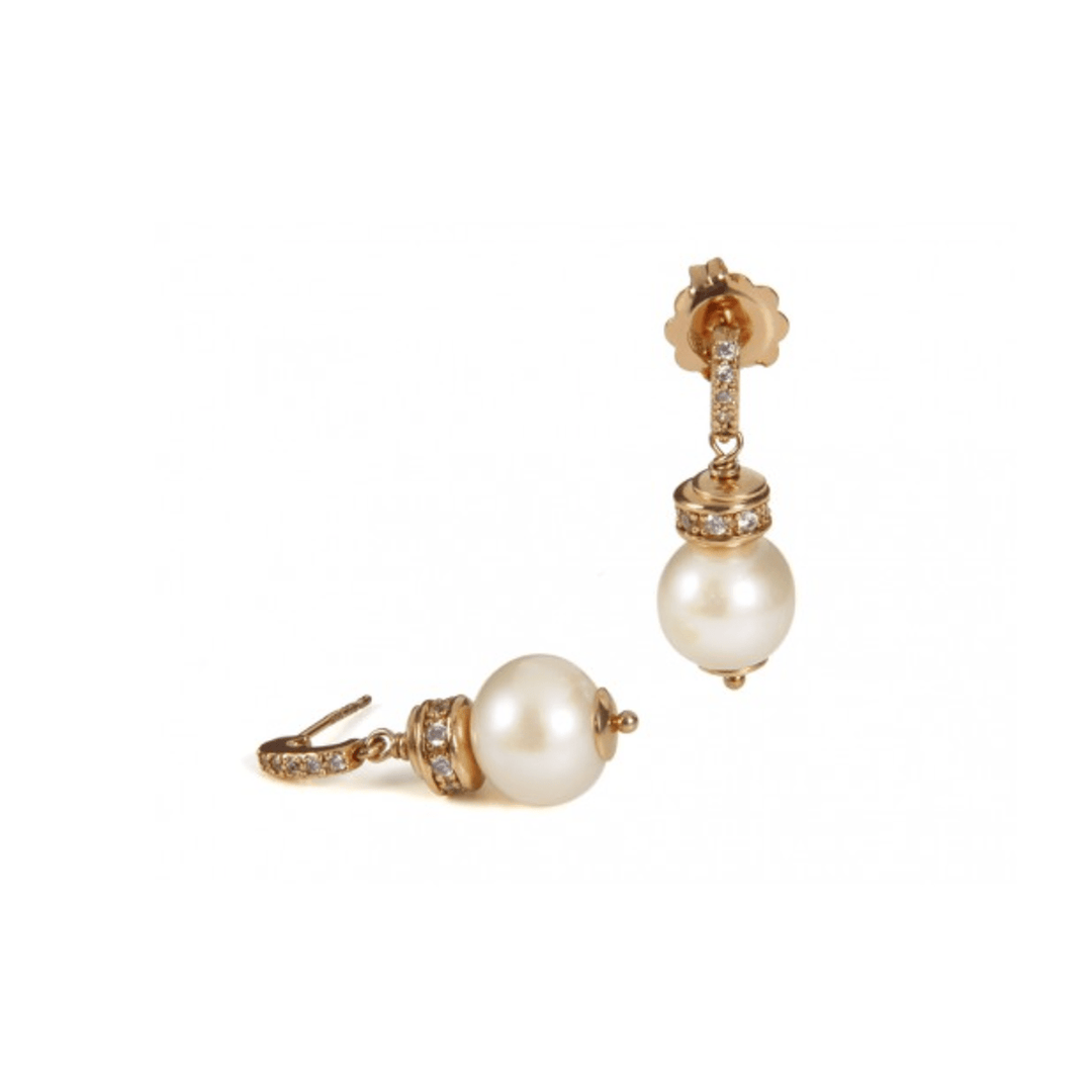 Luca Lorenzini Argent 925 Boucles d'oreilles perles et argent 925 plaqué or