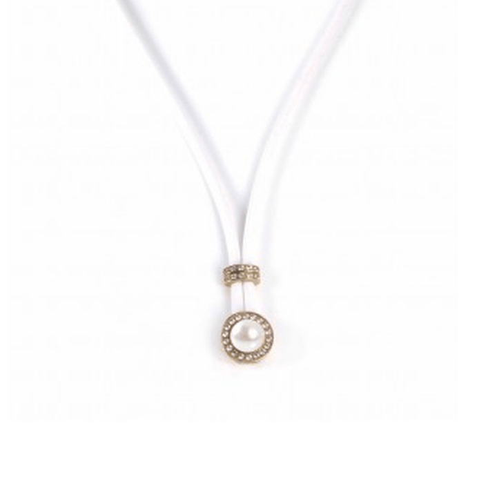 Luca Lorenzini Néoprène / 18 pouces Collier Néoprène, perle et argent 925 plaqué or