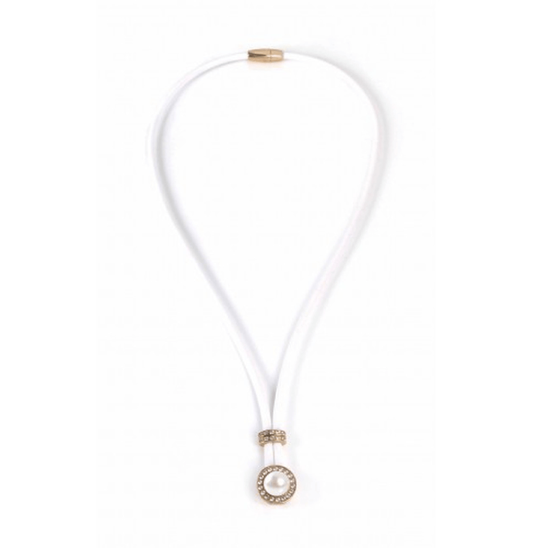Luca Lorenzini Néoprène / 18 pouces Collier Néoprène, perle et argent 925 plaqué or