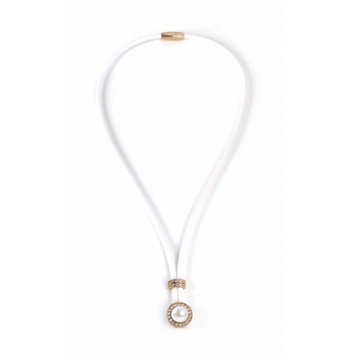 Luca Lorenzini Néoprène / 18 pouces Collier Néoprène, perle et argent 925 plaqué or