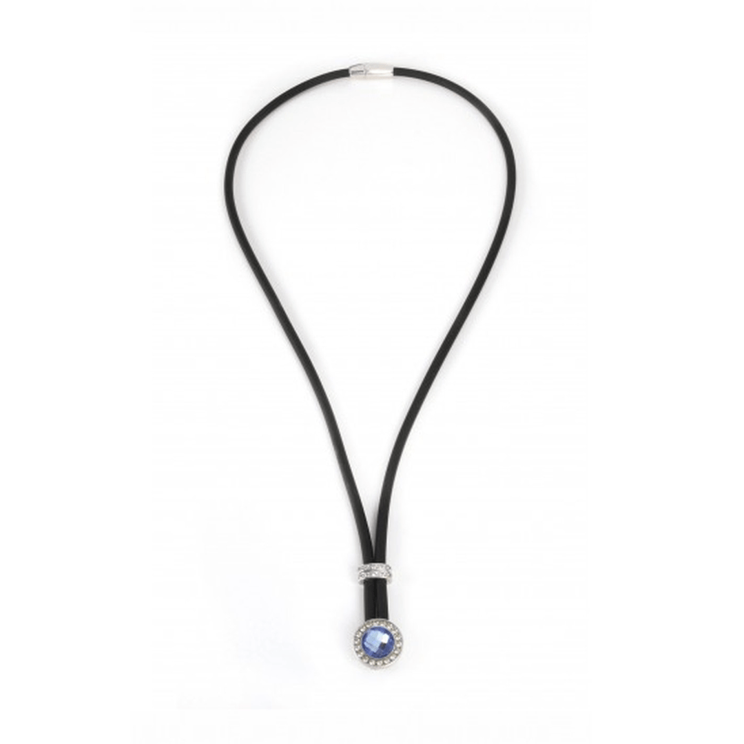 Luca Lorenzini Néoprène / 18 pouces Collier Néoprène, pierre et argent 925 plaqué rhodium