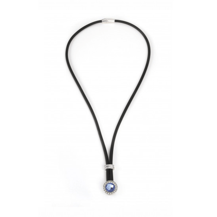 Luca Lorenzini Néoprène / 18 pouces Collier Néoprène, pierre et argent 925 plaqué rhodium