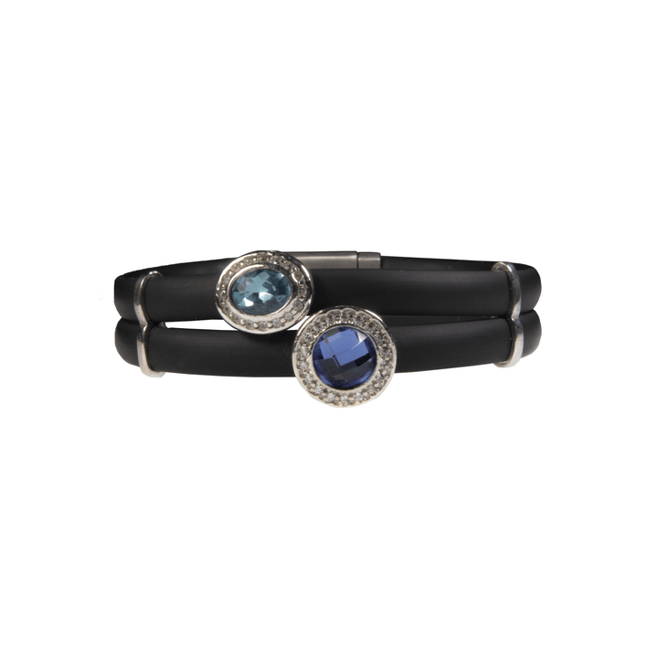 Luca Lorenzini Néoprène / 7 pouces Bracelet de néoprène et argent 925 plaqué rhodium