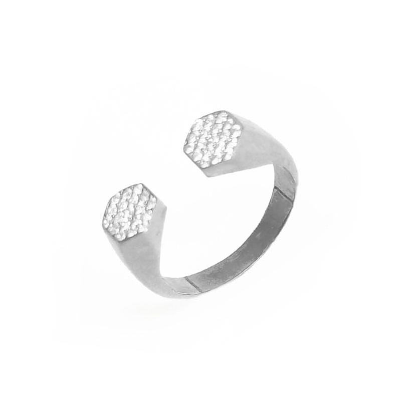 Mathieu Blanchard Argent Bague Double Hexa en argent sterling