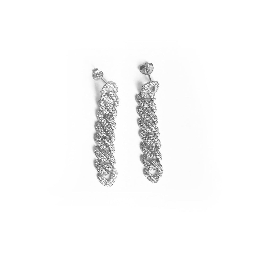 Mathieu Blanchard Argent Boucles d'oreilles Chaînes Cuban Scintillantes en argent sterling