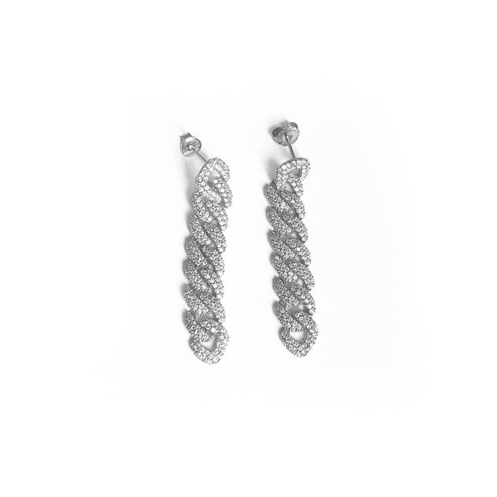 Mathieu Blanchard Argent Boucles d'oreilles Chaînes Cuban Scintillantes en argent sterling