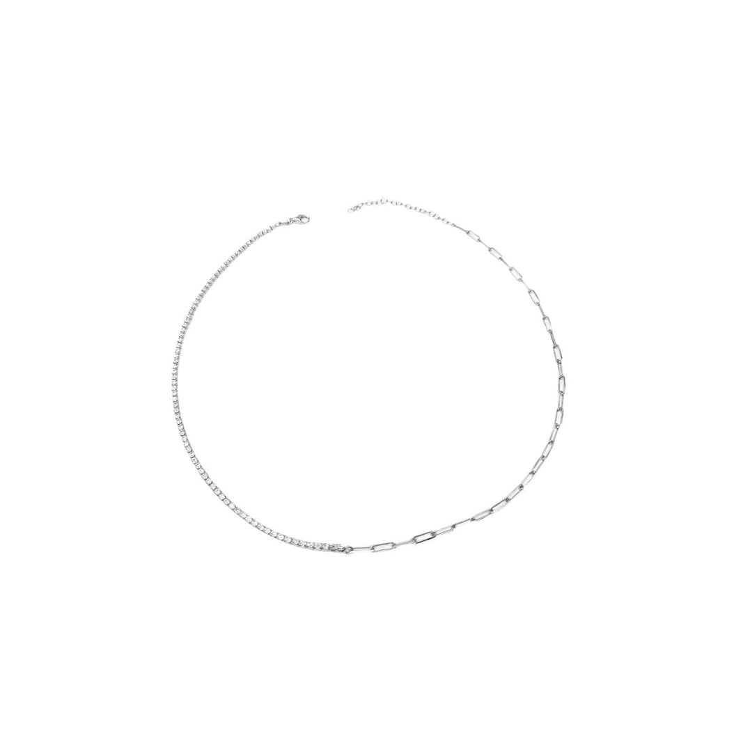 Mathieu Blanchard Argent Collier Chaîne et Tennis CZ en argent sterling