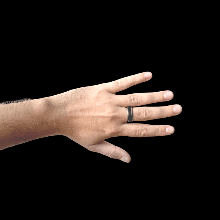 Mathieu Blanchard Bague Bague Cuir noir en acier