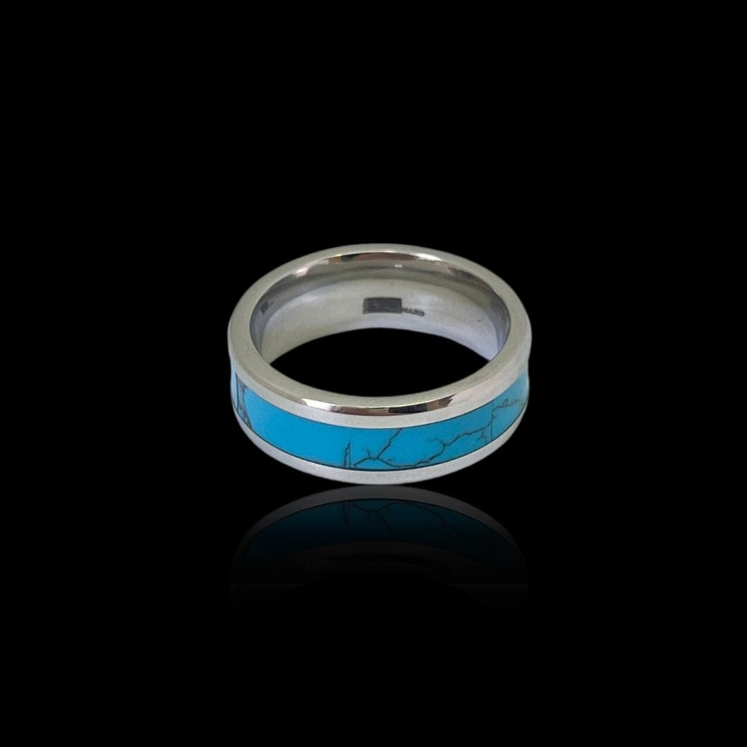 Mathieu Blanchard Bagues Bague jonc Turquoise en acier