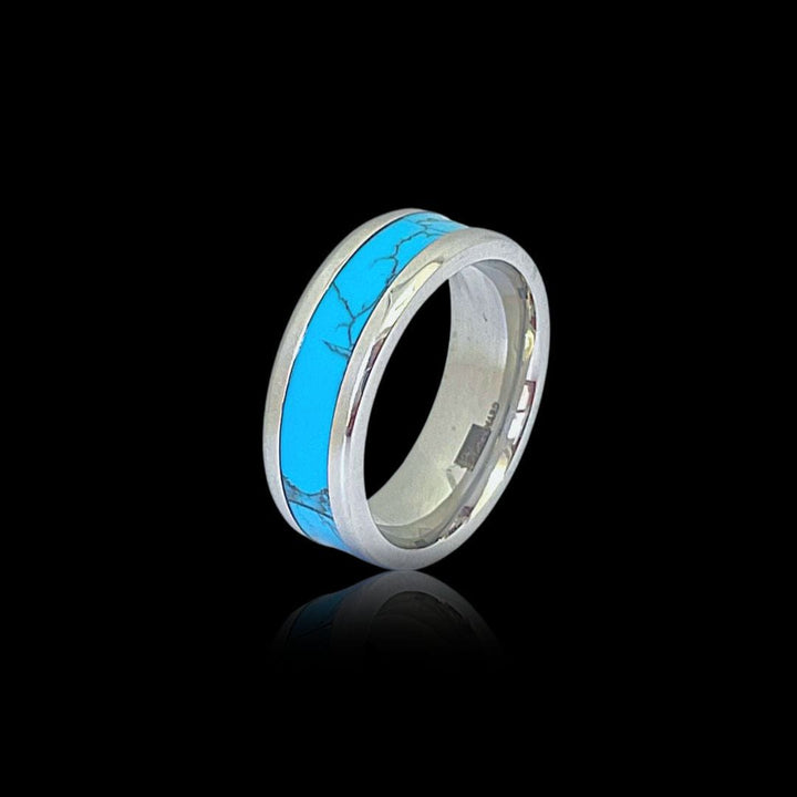 Mathieu Blanchard Bagues Bague jonc Turquoise en acier