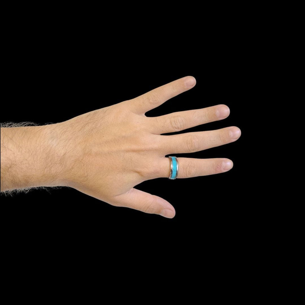 Mathieu Blanchard Bagues Bague jonc Turquoise en acier