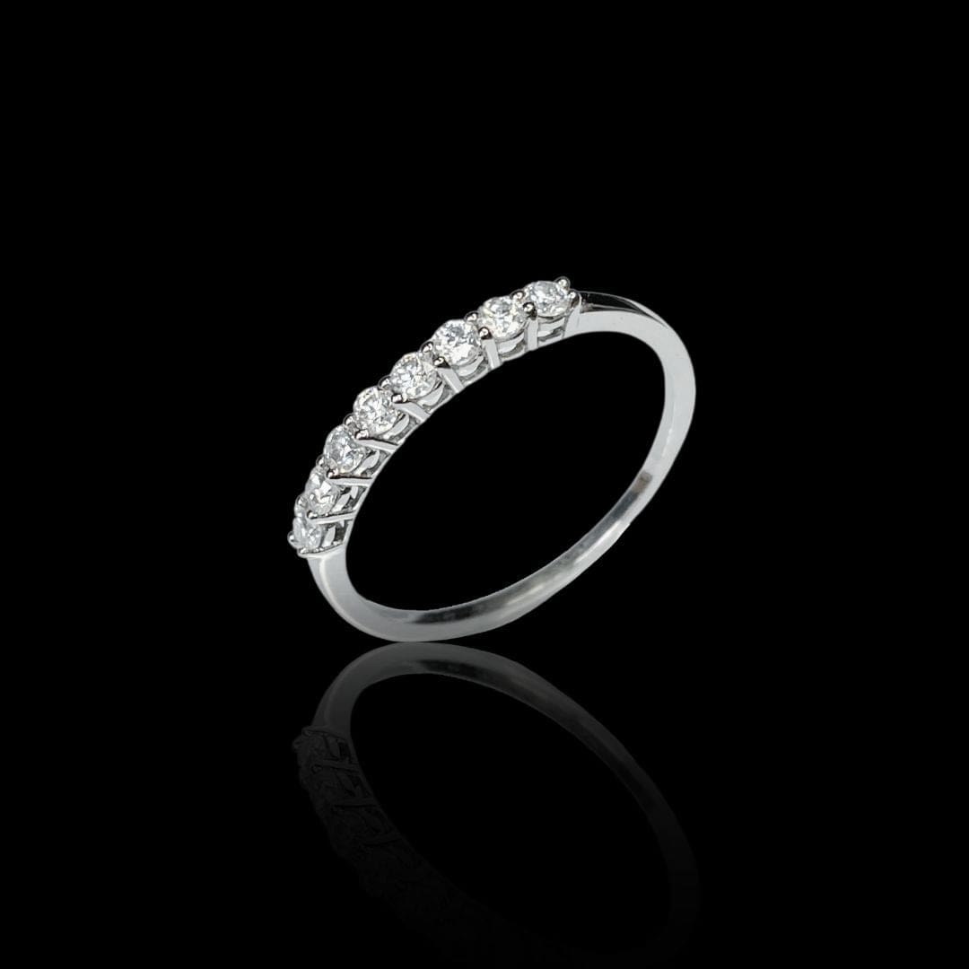 Mathieu Blanchard Bagues Bague semi-éternité à 8 moissanites en or blanc 10K
