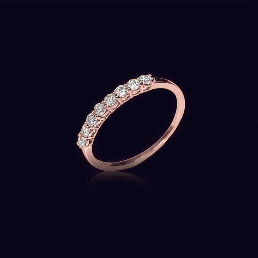 Mathieu Blanchard Bagues Grandeur 6 / Rosé / Or 10K Bague semi-éternité à 8 moissanites en or jaune ou blanc 10K