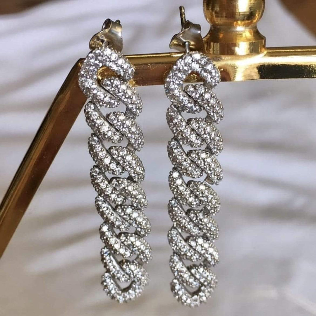Mathieu Blanchard Boucles d'oreilles Chaînes Cuban Scintillantes en argent sterling