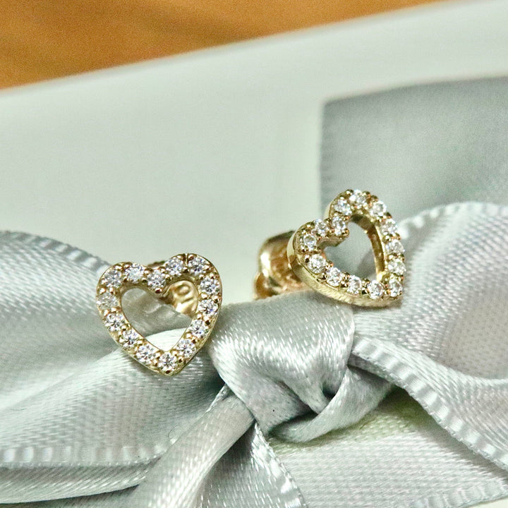 Mathieu Blanchard Boucles d'oreilles Doré / Or 10K Boucles d'oreilles Coeurs en or 10K et moissanites