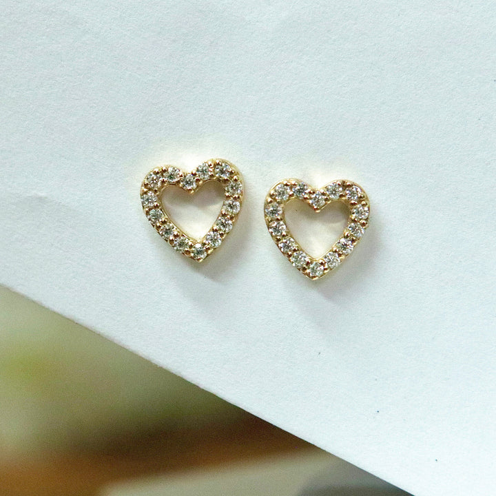 Mathieu Blanchard Boucles d'oreilles Doré / Or 10K Boucles d'oreilles Coeurs en or 10K et moissanites