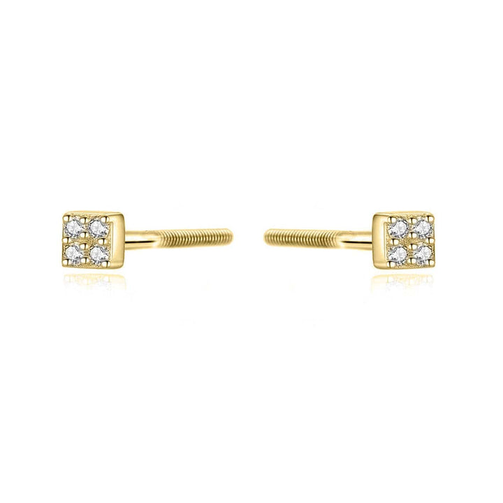 Mathieu Blanchard Boucles d'oreilles Doré / Or 10K Boucles d'oreilles Les minis Carrés en or 10K et moissanites