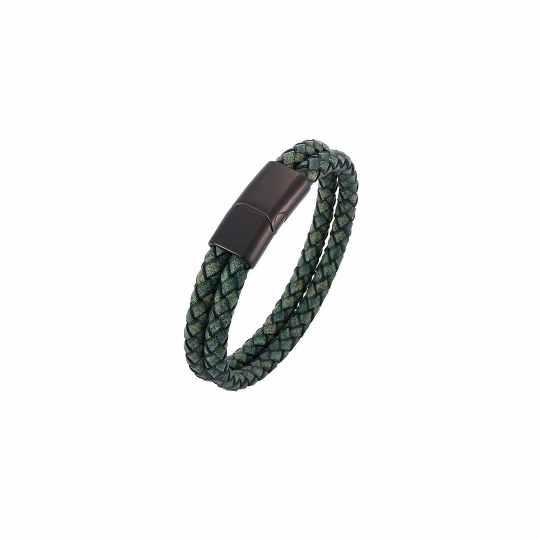 Mathieu Blanchard Bracelet Bracelet La Force en cuir tressé double et acier