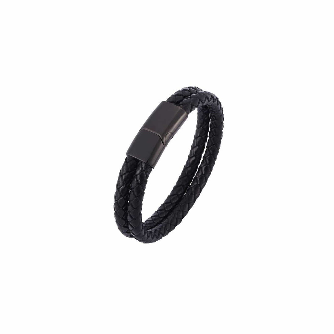Mathieu Blanchard Bracelet Bracelet La Force en cuir tressé double et acier