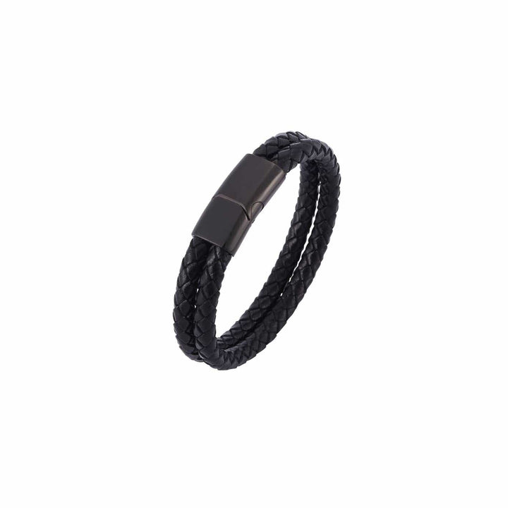 Mathieu Blanchard Bracelet Bracelet La Force en cuir tressé double et acier