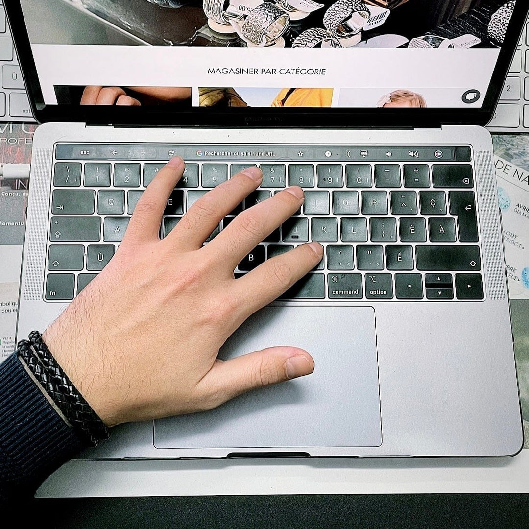 Mathieu Blanchard Bracelet Bracelet La Force en cuir tressé double et acier