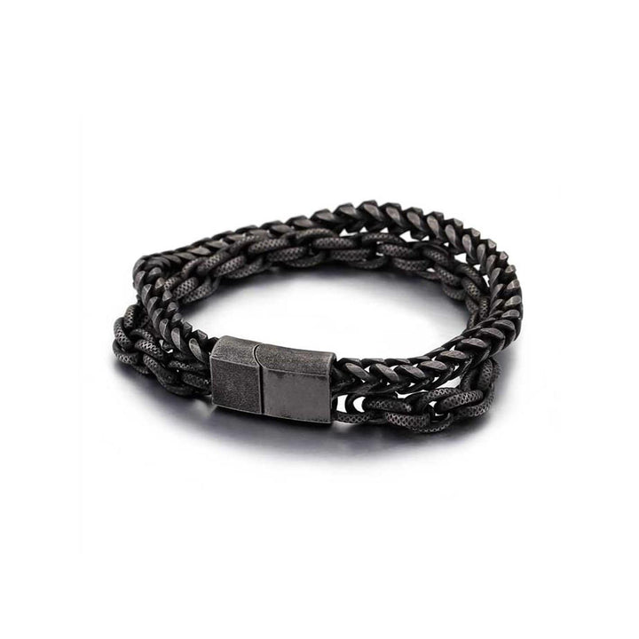 Mathieu Blanchard Bracelet Noir antique / 7.5 pouces Bracelet Le Robuste double en acier
