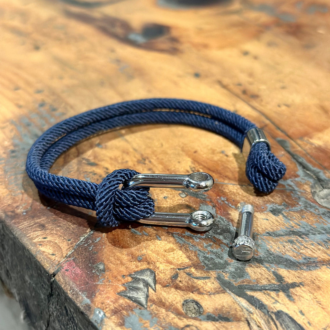 Mathieu Blanchard Bracelets Bracelet Le Nautique en corde bleue et acier